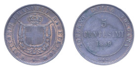 VITT. EMANUELE II (1849-1861) 5 CENT. 1859 BIRMINGHAM CU. 5 GR. BB-SPL