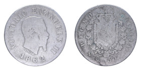 VITT. EMANUELE II (1861-1878) 50 CENT. 1862 NAPOLI R AG. 2,38 GR. MB