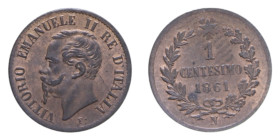 VITT. EMANUELE II (1861-1878) 1 CENT. 1861 NAPOLI R CU. 1 GR. qFDC (TRACCE DI ROSSO)