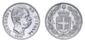 UMBERTO I (1878-1900) 1 LIRA 1899 ROMA AG. 5 GR. qSPL (TRACCE DI PULIZIA)