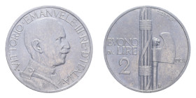 VITT. EMANUELE III (1900-1943) BUONO 2 LIRE 1924 FASCIO NI. 10,23 GR. SPL+