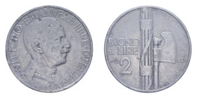 VITT. EMANUELE III (1900-1943) BUONO 2 LIRE 1926 FASCIO R NI. 9,80 GR. BB (CORROSIONI)