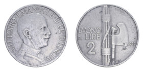 VITT. EMANUELE III (1900-1943) BUONO 2 LIRE 1927 FASCIO RR NI. 10,13 GR. BB