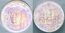 1000 LIRE 1977 AG. 14,6 GR. IN FOLDER FDC (PATINATA)