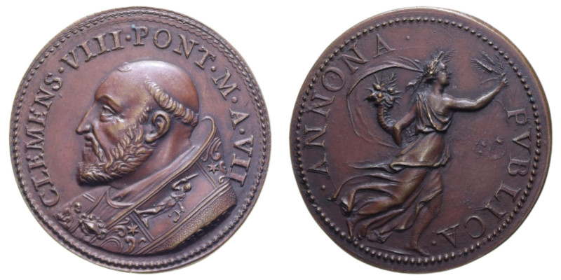 MEDAGLIA DI RESTITUZIONE CLEMENTE VIII 1593 PROVVEDIMENTI PER LA CARESTIA AE. 17...