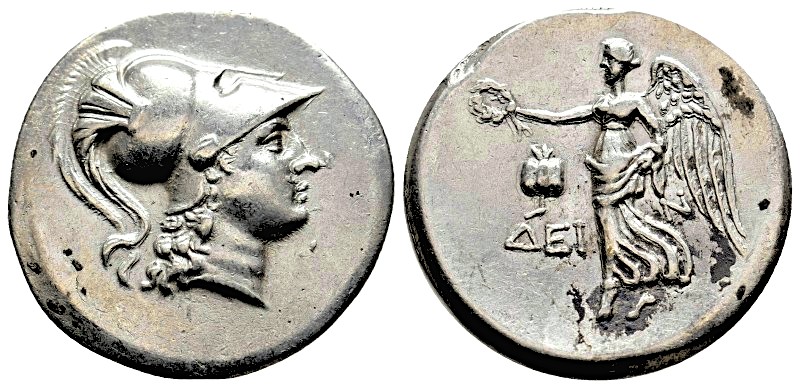 PAMPHYLIA. Side. (Circa 205-100 BC). AR Tetradrachm. Dein -, magistrate.
Obv: H...
