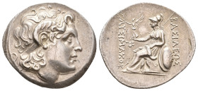 KINGS OF THRACE (Macedonian). Lysimachos (305-281 BC). AR Tetradrachm. Byzantion.
Obv: Diademed head of the deified Alexander right, wearing horn of ...