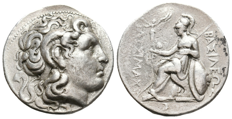 KINGS OF THRACE. (Macedonian). Lysimachos (305-281 BC). AR Tetradrachm. Lampsako...