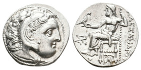 KINGS OF MACEDON. Alexander III 'the Great' (336-323 BC). AR Drachm. Kolophon.
Obv: Head of Herakles right, wearing lion skin.
Rev: AΛEΞANΔPOY.
Zeu...