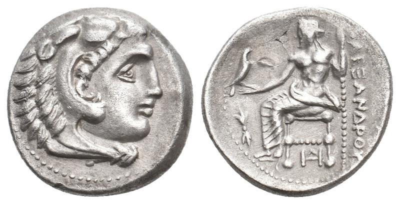 KINGS OF MACEDON. Alexander III 'the Great' (336-323 BC). AR Drachm. Miletos. Li...
