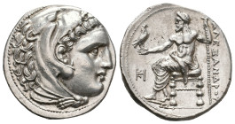 KINGS OF MACEDON. Alexander III 'the Great' (336-323 BC). AR Tetradrachm. Miletos.
Obv: Head of Herakles right, wearing lion skin.
Rev: AΛΕΞΑΝΔΡΟΥ....