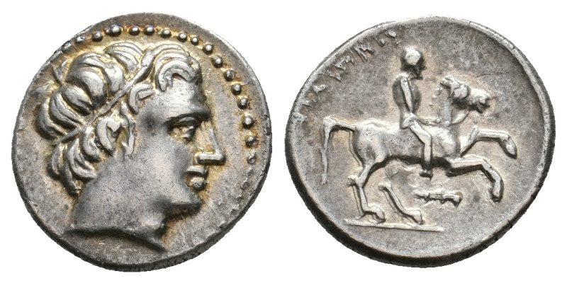 KINGS OF MACEDON. Philip II (359-336 BC). AR, 1/5 Tetradrachm. Amphipolis.
Obv:...