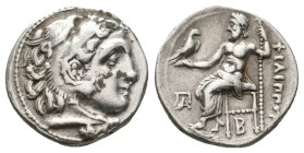 KINGS OF MACEDON. Philip III Arrhidaios (323-317 BC). AR Drachm. Kolophon.
Obv: Head of Herakles right, wearing lion skin.
Rev: ΦΙΛΙΠΠΟΥ.
Zeus seat...