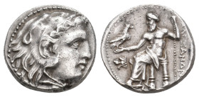 KINGS OF MACEDON. temp. Philip III – Lysimachos. (circa 323-280 BC). AR Drachm. In the name and types of Alexander III. Uncertain mint, Western Asia M...