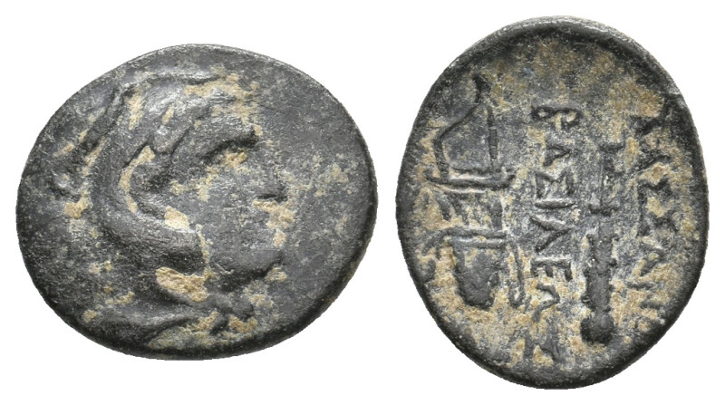 KINGS of MACEDON. Kassander. (316-297 BC). Ae
Obv: Head of Herakles right weari...