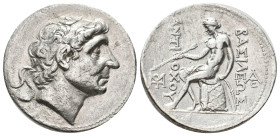 SELEUKID KINGDOM. Antiochus II Theos (261-246 BC). AR Tetradrachm. Seleucia on the Tigris.
Obv: Laureate head of Anichus I right. Dotted border.
Rev...