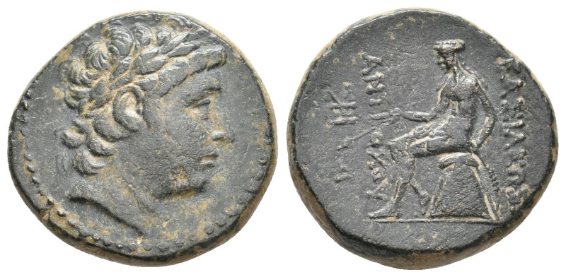 SELEUKID KINGDOM. Antiochos III Megas. (Circa 223-187 BC). Antioch. Ae.
Obv: La...