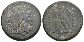 PTOLEMAIC KINGS of EGYPT. Ptolemy III Euergetes. 246-222 BC. AE Drachm. Alexandreia mint. Series 5B.
Obv:Diademed head of Zeus-Ammon right
Rev: Eagl...