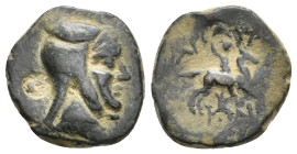 KINGS of CAPPADOCIA. Ariaramnes. (circa 280-230 BC). AE.
Obv: Head right, wearing bashlyk.
Rev: ΑΡΙΑΡΑΜ[ΝΟΥ];
Horseman galloping to right, brandish...