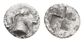 ASIA MINOR. Uncertain. (Circa 5th century BC). AR Hemiobol
Obv:Head of a goat to right.
Rev: Quadripartite incuse square.
Unpublished standart refe...
