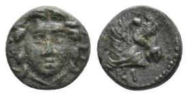ASIA MINOR. Uncertain. (Circa 4th Century BC). Ae.
Obv: Facing head of Apollo, looking slightly to right.
Rev: K I
Head of horse right.
Probably u...