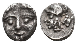 PISIDIA. Selge. (Circa 350-300 BC). AR Obol.
Obv: Facing gorgoneion.
Rev: Helmeted head of Athena left; astragalos to right.
SNG France 1928.
Cond...