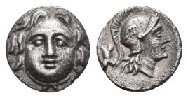 PISIDIA. Selge. (Circa 350-300 BC). AR Obol
Obv: Facing gorgoneion.
Rev: Helmeted head of Athena right; astragalos to left.
SNG BN 1930-4.
Conditi...