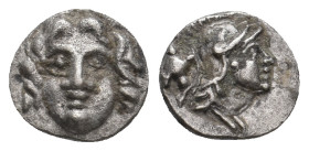 PISIDIA. Selge. (Circa 350-300 BC). AR Obol.
Obv: Facing gorgoneion.
Rev: Helmeted head of Athena to right; astragalos behind.
SNG BN 1930-4.
Cond...