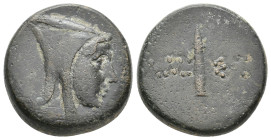 PONTOS. Amisos. Time of Mithradates VI Eupator (Circa 125-100 BC). Ae.
Obv: Male head right, wearing bashlyk.
Rev: AMI - ΣOY.
Quiver and bow.
SNG ...