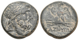 PONTOS. Gaziura. (Circa 100-85 BC). AE
Obv: Head of zeusright.
Rev: ΓAZIOYPΩN
Eagle standing on thunderbolt, wings open.
SNG British Museum, Part ...