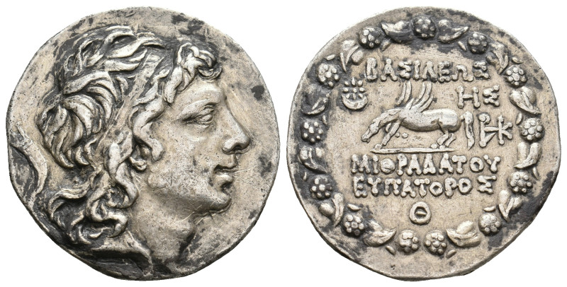 KINGS OF PONTOS. Mithradates VI Eupator. (89 BC). AR Tetradrachm.
Obv: Head of ...