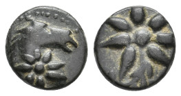 PONTOS. Uncertain, possibly Amisos. Struck under Mithradates VI (Circa 119-100 BC). Ae.
Obv: Eight-pointed star; above, head of horse right.
Rev: Se...