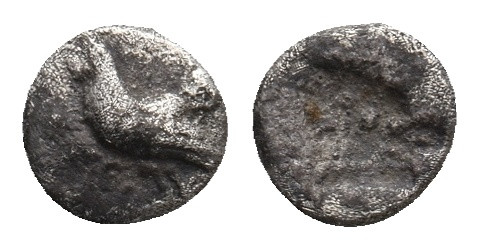 TROAS. Dardanos. (5th century BC). AR Tetartemorion
Obv: Rooster standing left...