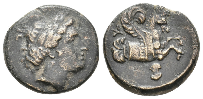 MYSIA. Lampsakos. (circa 400-350 BC). AE.
Obv: Laureate head of Apollo right.
...