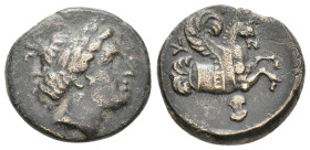 MYSIA. Lampsakos. (circa 400-350 BC). AE.
Obv: Laureate head of Apollo right.
Rev: Forepart of pegasus right; below, double axe?
Cf. SNG France 5,1...