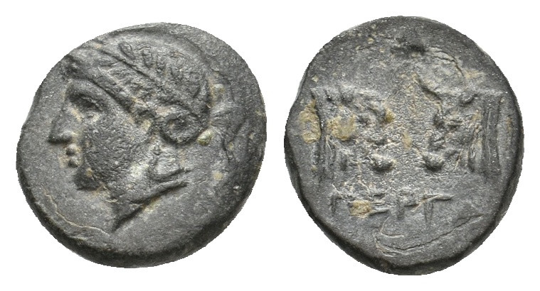 MYSIA. Pergamon. (Circa 310-282 BC). Ae
Obv: Helmeted and laureate head of Athe...