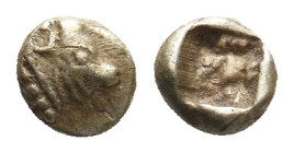 IONIA. Uncertain. (Circa 600-550 BC). EL 1/48 Stater
Obv: Head of calf right.
Rev: Incuse square punch.
SNG Kayhan 734 var. (1/24 stater); Traité p...