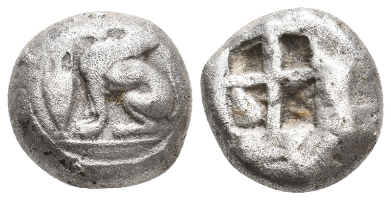 IONIA. Chios. (Circa 435-425 BC). AR Stater
Obv: Sphinx seated left; to left, [...