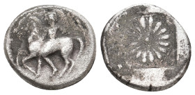 IONIA. Erythrai. (Circa 480-450 BC). AR Drachm
Obv: Nude male leading horse left.
Rev: [E - P - V – Θ].
Rosette pattern within incuse square.
SNG ...
