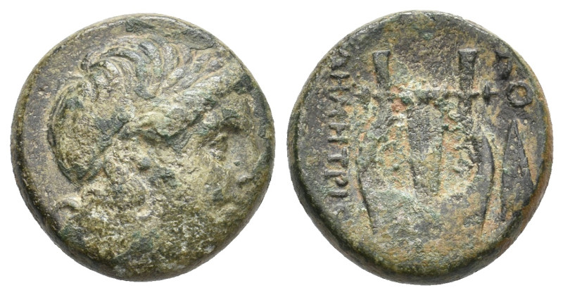 IONIA. Kolophon. (circa 330-285 BC). AE.
Obv: Laureatehead of Apollo right.
Re...