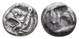 IONIA. Phokaia. (Late 6th century BC). AR Diobol.
Obv: Head of griffin left.
Rev: Rough incuse square.
SNG von Aulock 2116.SNG Turkey 1.2, 1428.
C...