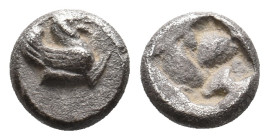 IONIA. Teos. (Late 6th - early 5th century BC.). AR Obol.
Obv:Forepart of griffin to right
Rev: Incuse square punch.
Asia Minor Coins #6932 (trihem...