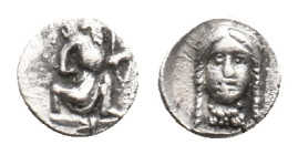 PERSIA. Achaemenid Empire. Uncertain mint in Cilicia (Circa 400-350 BC). AR Tetartemorion.
Obv:Persian king kneeling-runningright, holding dagger and...