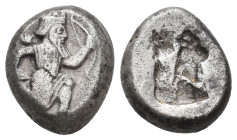 PERSIA. Achaemenid Empire. Sardes. Time of Artaxerxes II to Artaxerxes III (Circa 375-340 BC). AR Siglos.
Obv: Persian king in kneeling-running stanc...