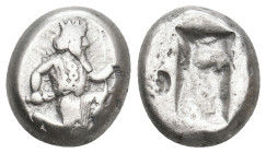PERSIA. Achaemenid Empire. Sardes. Time of Artaxerxes II to Artaxerxes III (Circa 375-340 BC).AR Siglos.
Obv: Persian king in kneeling-running stance...