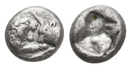 KINGS OF LYDIA. Sardes. Kroisos (Circa 564/53-550/39 BC). AR 1/12 Stater.
Obv: Confronted foreparts of bull right and lion left.
Rev: Incuse punch....