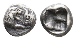 KINGS OF LYDIA. Sardes. Kroisos (Circa 564/53-550/39 BC). AR 1/12 Stater.
Obv: Confronted foreparts of bull right and lion left.
Rev: Incuse punch....