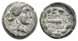 LYDIA. Sardes. (2nd-1st centuries BC). Ae.
Obv: Laureate head of Apollo, right.
Rev: ΣAPΔIA / NΩN.
Club right within wreath.
SNG Copenagen 472; BM...