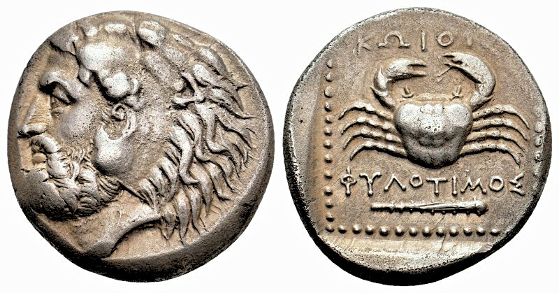 CARIA. Kos. (Circa 350-345 BC). AR Tetradrachm. Phylotimos, magistrate.
Obv: Be...