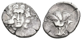 CARIA. Mylasa. (Circa 170-130 BC). AR Drachm
Obv: Facing head of Helios; to left, eagle standing right.
Rev: Rose with bud to right.
SNG Kayhan I 8...